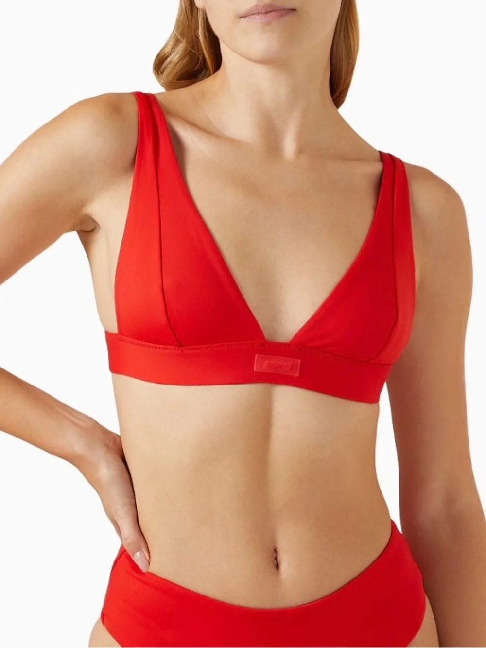 SKIMS 2pc SET NWT Plunge Bikini Top & High Leg Bikini Bottom Ruby Red Size S